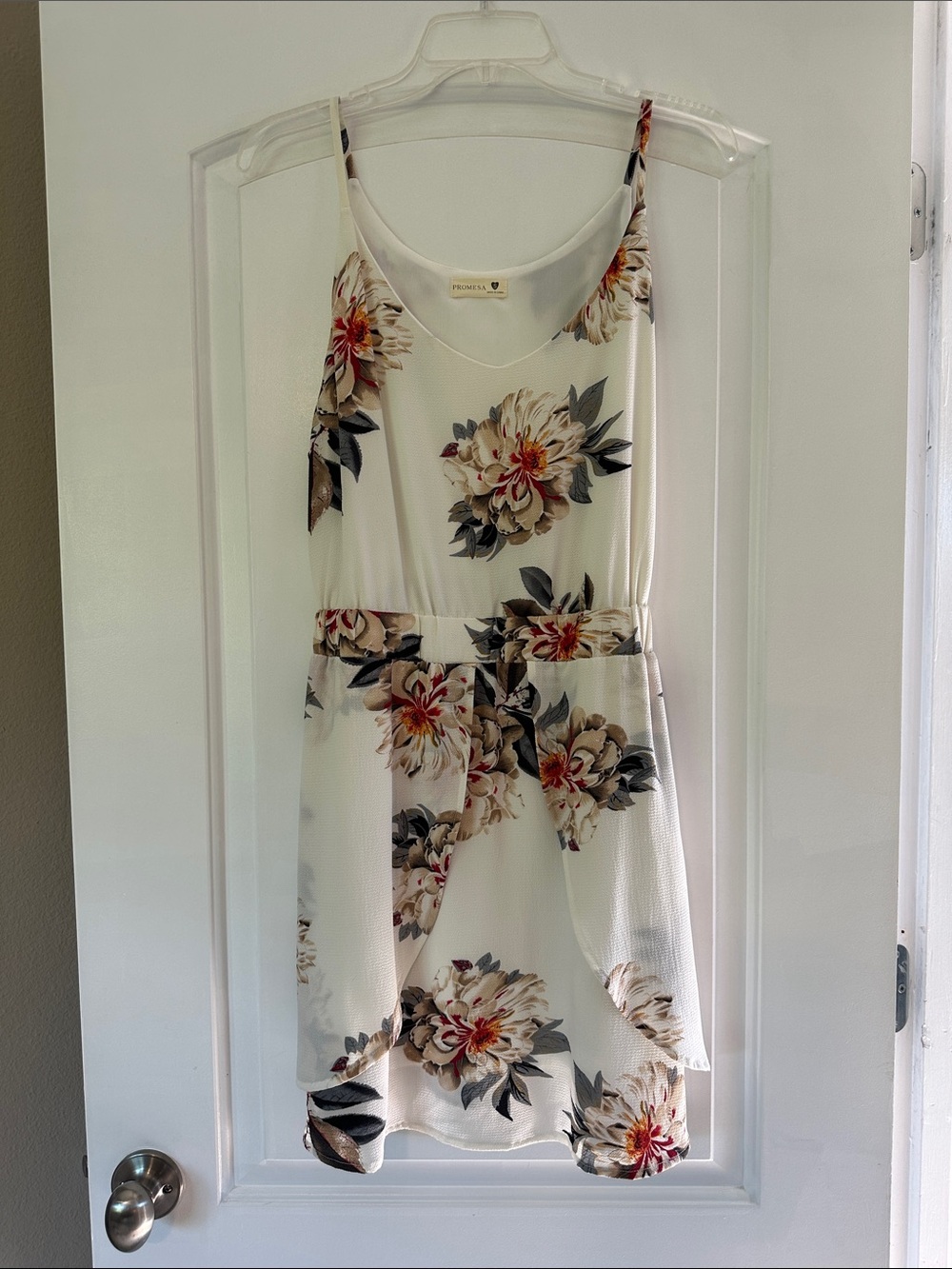 Promesa Cream Floral Spaghetti-Strap Mini Dress